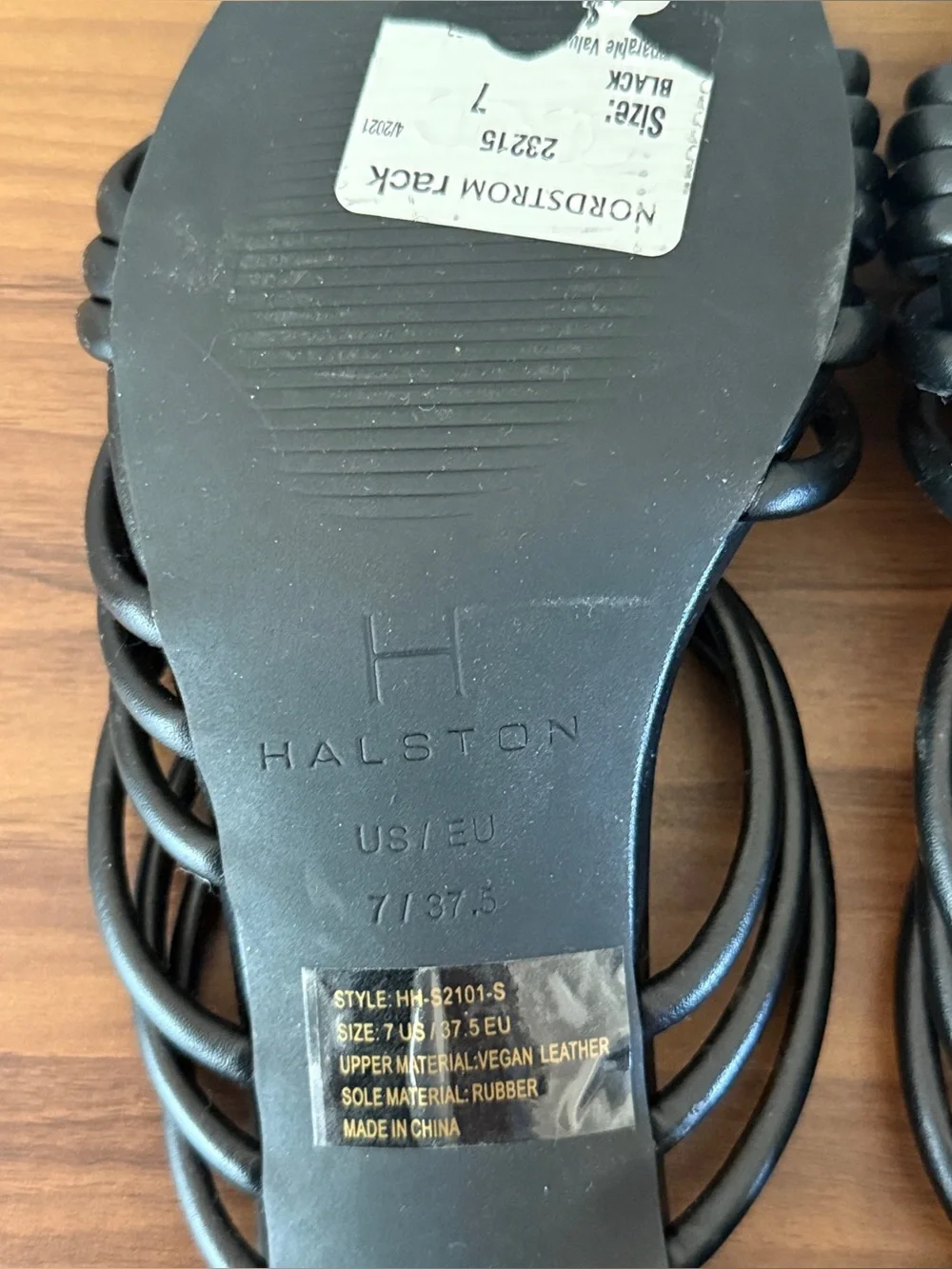 Halston Heritage Black Strappy Multi-Band Leather Mules